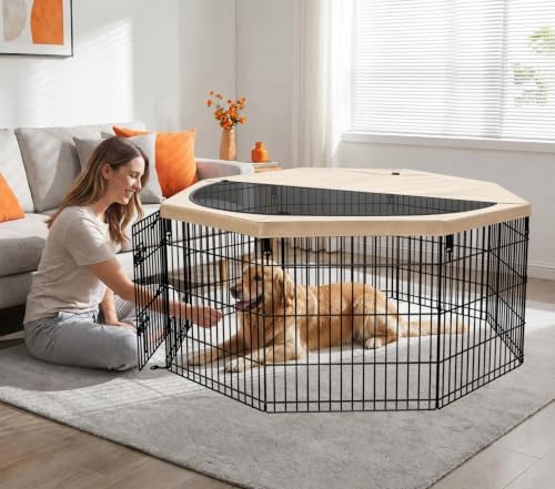 PETIME Foldable Metal Dog Exercise Pen/Pet Puppy Playpen Kennels Yard Fence - Image 7