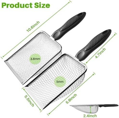 2 Pack Cat Litter Scoop with 3.8mm & 5mm Mesh – Stainless Steel Kitten Litter - Image 6