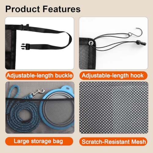 Dog Car Barrier with Metal Hooks, 27.2x22.4 Car Net - Image 6
