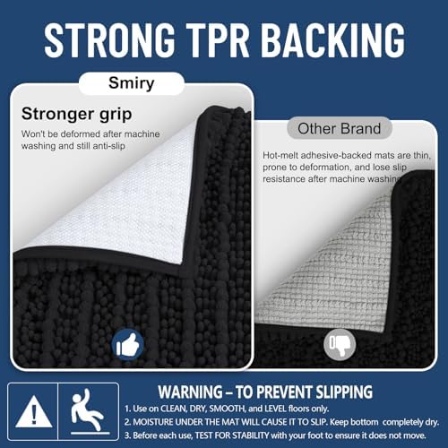 Smiry Bathroom Rugs 30X18, Extra Soft Rubber Backing Chenille Bath Mats - Image 3