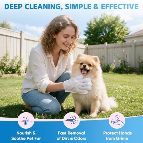 VISCOO 60Pcs Pet Glove Wipes for Dogs & Cats, Pet Cleaning Gloves, Dog Wipes - Image 6