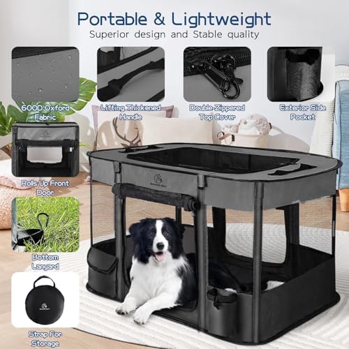 ROMANTIC BEAR Dog Playpen, Foldable Pet Puppy Cat Playpen - Image 6
