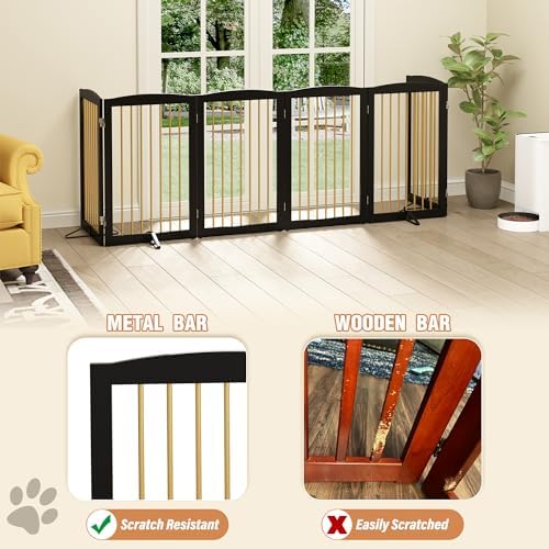 PUPETPO Freestanding Pet Gate for Dogs, Indoor Wooden Dog Gate for House - Image 4