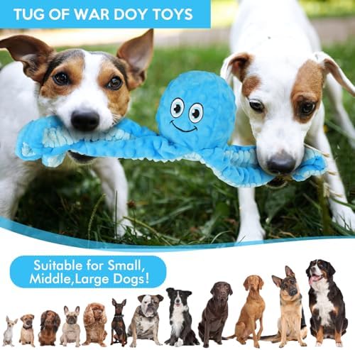 Letsmeet Squeaky Dog Toys Octopus Stuffed Crinkle Toy, Puppy Chew Toys - Image 3