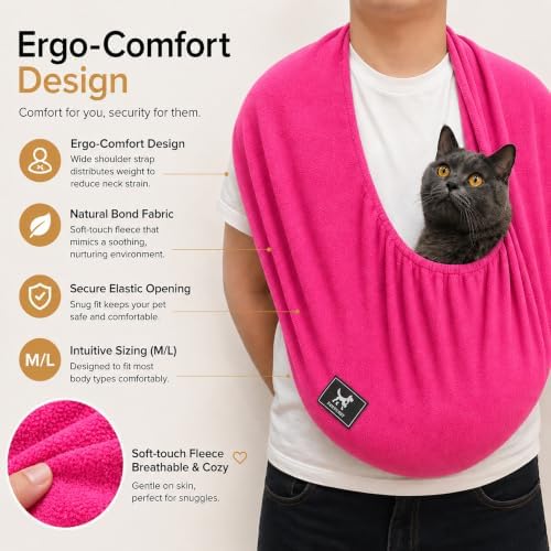 Cat Sling Carrier, Ultra-Soft Polar Fleece, Fits 3-13 lbs, Size M - Image 5