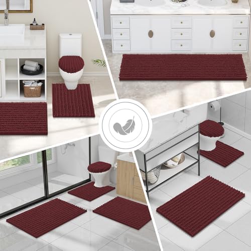Smiry Bathroom Toilet Rugs U Shaped 24X20, Chenille Bath mats - Image 7