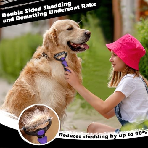 Professional 3PCS Self Cleaning Slicker Brush & Pet Grooming Rake & Flea Comb - Image 3