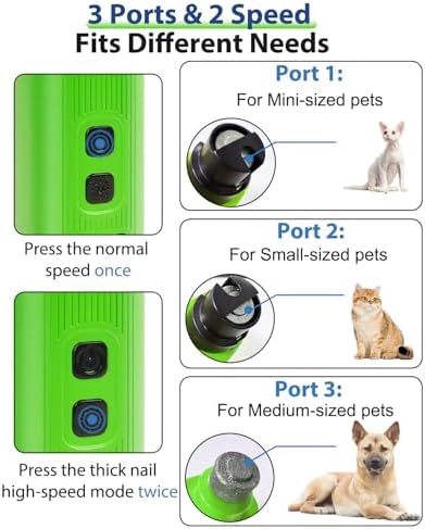 Electric Dog Nail Grinder with 2 Level LED Lights, 2 Speed 30dB Super Quiet and - Image 6