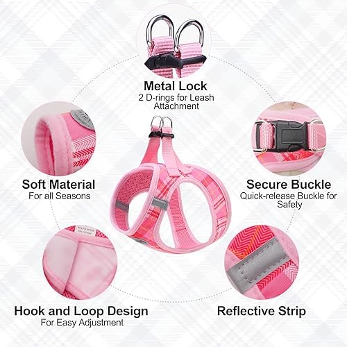 BEAUTYZOO Small Dog Harness and Leash Set, No Pull Puppy Pet Vest- Pink - Image 3