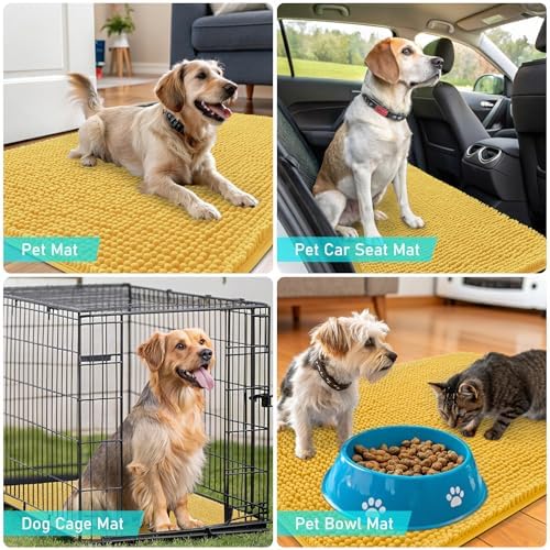 OLANLY Dog Door Mat for Muddy Paws 34x21, Super Absorbent Chenille Mud Mat - Image 7