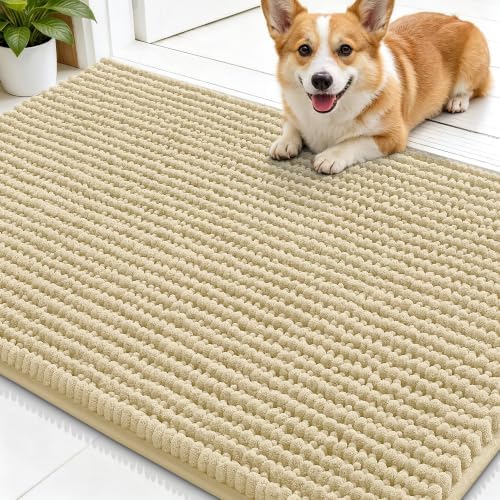 Smiry Dog Door Mat for Muddy Paws 30x20, Ultra Absorbent Chenille Doormat by Smiry