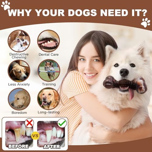 Dog Chew Toys for Aggressive Chewers, Durable Interactive Dog Bone Chew Toy to - Image 5