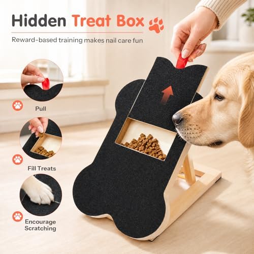 Dog Nail Scratch Board Scratcher Treat Dispenser Non-Slip Wood Sandpaper - Image 5