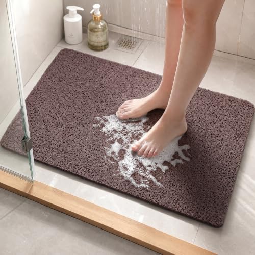 Shower Mat Non Slip, 16 x 24 Inch, Soft PVC Loofah Bath Mats by BLESWIN