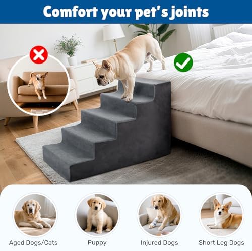 Dog Steps for High Bed, 5-Tier Pet Stairs - Image 6