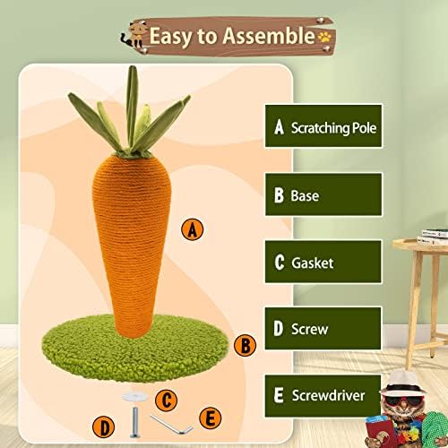 AUSCAT Cat Scratching Post, Cute Carrot Scratching Post, Nature Sisal Cat - Image 5