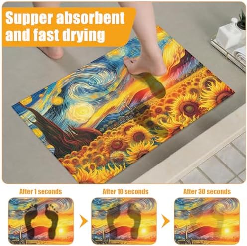 Sunflower Starry Night Bath Mat - Image 6