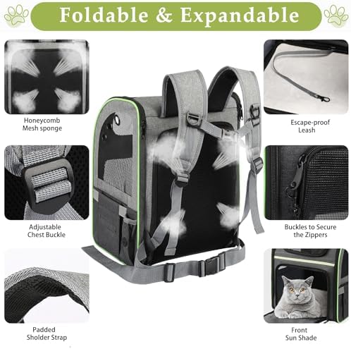 Cat Carrier Backpack, Large Cat Backpack Carrier Soft, Expandable Airline - Image 6