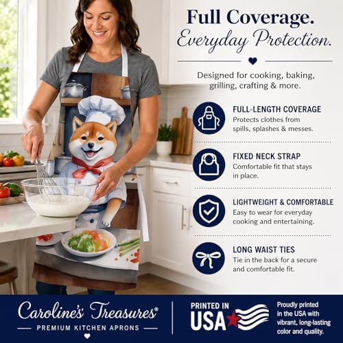 Caroline's Treasures Shiba Inu The Chef Apron Cooking Kitchen Server Baking - Image 4