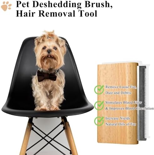 Wooden Deshedding Brush for Dogs, Cats & Horses, Deshedding Grooming Tool Curry - Image 3