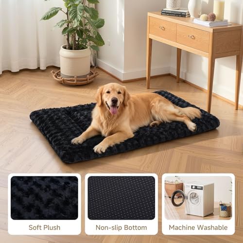 Exsnugy Washable Dog Bed Mat Large Size Fluffy Pet Crate Pad 42x28 XL - Image 4