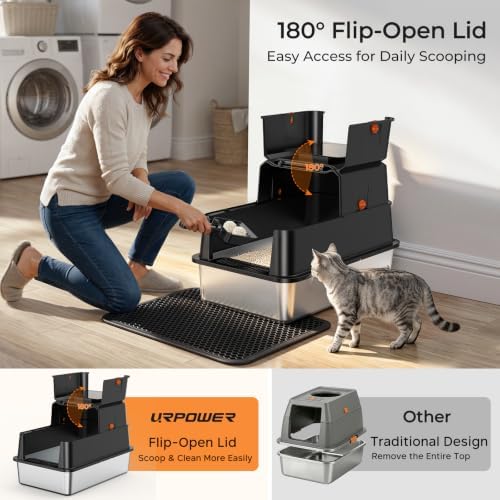 URPOWER XL Stainless Steel Cat Litter Box - Image 3