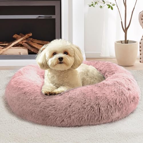 JOLLYVOGUE Calming Dog Beds Large Sized Dog, 36in Donut Washable Large Pet Bed by JOLLYVOGUE