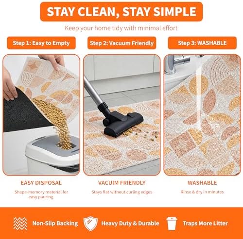 Cat Litter Mat 33" x 22" for Litter Box, Non-Slip Washable Floor Mat - Image 5