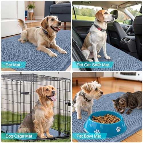OLANLY Dog Door Mat for Muddy Paws 40x32, Super Absorbent Chenille Mud Mat - Image 7