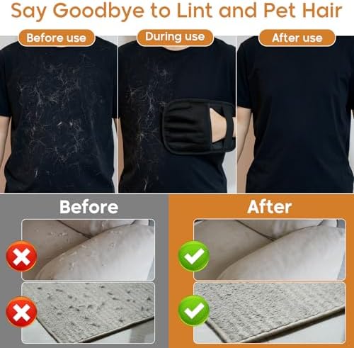 Pet Hair Removal Gloves 2 Pack, Reusable Five-Finger Grooming Brush - Image 2
