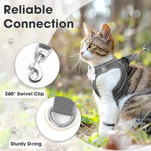 Cat Vest Harness and Leash Set, Escape Proof Kitten Harness Grey S - Image 6