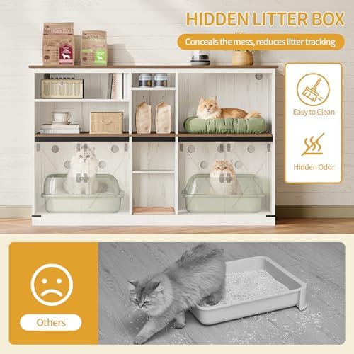 Hzuaneri Double cat Litter Box Enclosure, Cat Cabinet - Image 4