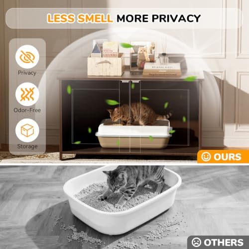 Extra Large Cat Litter Box Enclosure Furniture Dog Proof, Hidden Kitty Washroom - Image 3