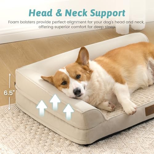 COZY KISS Orthopedic Dog Bed for Medium Small Size Dogs, L Shaped 30x20 in - Image 3