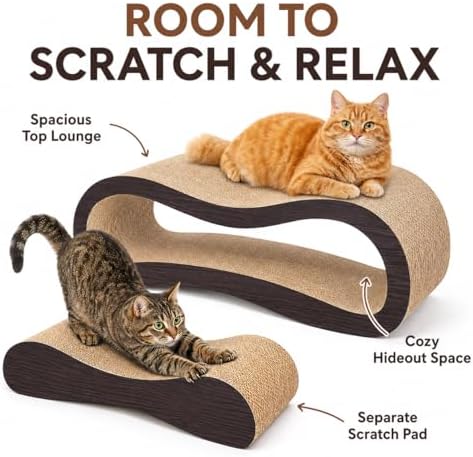 Simple Delxue 2 in 1 Large Cardboard Cat Scratcher Lounger，Cat Scratching Board - Image 5
