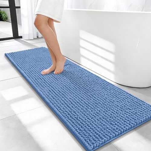 OLANLY Thick Chenille Bathroom Runner Rugs Mats 47x17, Cornflower Blue by OLANLY