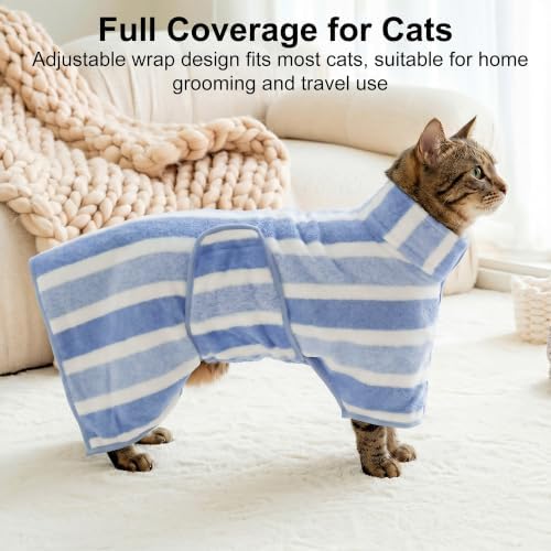 Fast‑Drying Dog Bathrobe, Absorbent Striped Pet Towel - Image 4