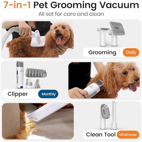 oneisall Dog Grooming Vacuum, 7 in 1 Grooming kit Tools - Image 2