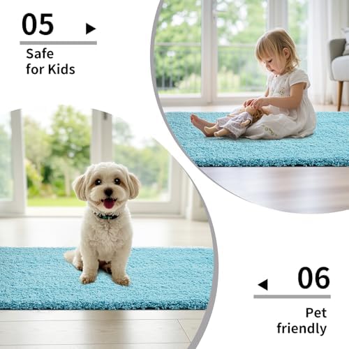 Disolla Teal Bathroom Rugs 17x24, Non-Slip Plush Small Bath Mat - Image 6