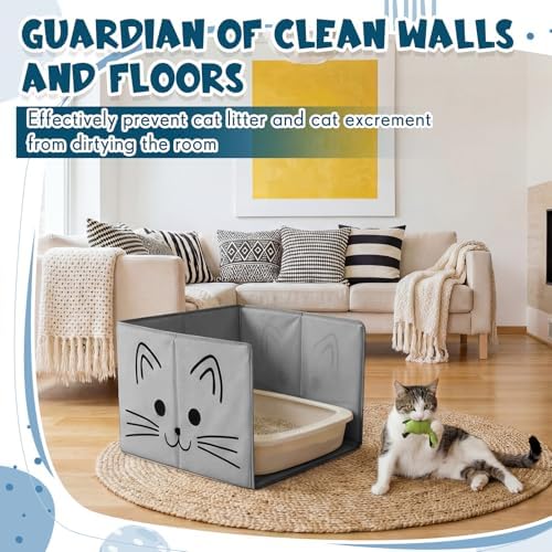 27.8"L×19.5"W×16.93"H Foldable Cat Litter Box Enclosure Splash Guard - Image 3