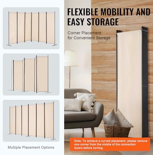 VEVOR Room Divider, 6 Panel Room Divider, Folding Privacy Screen and Portable - Image 5