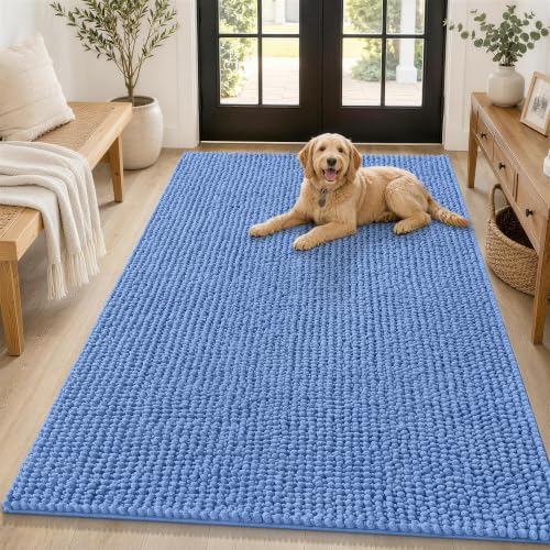 Smiry Dog Door Mat for Muddy Paws 59x35, Ultra Absorbent Chenille Doormat by Smiry