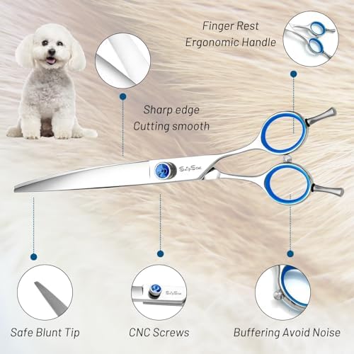 8in Curved Dog Grooming Scissors, Japanese VG10 Steel Pet Shears - Image 3