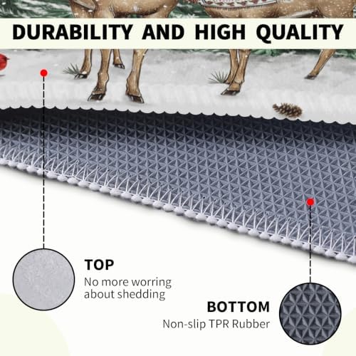 Giwawa Winter Deer Bath Rug Pine Tree Entryway Front Door Mat Non Slip - Image 4