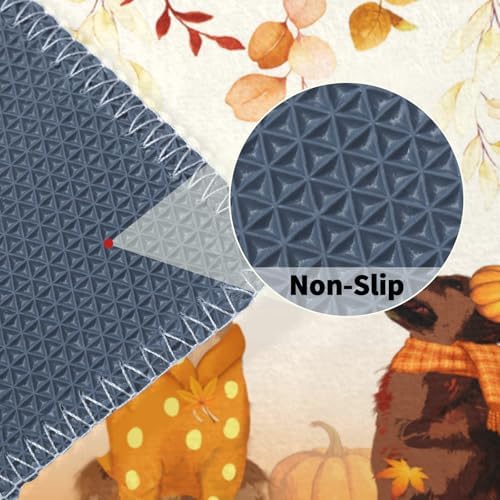 Giwawa Fall Dogs Bath Rug Autumn Leaves Bathtub Mat Non Slip Absorbent Holiday - Image 5