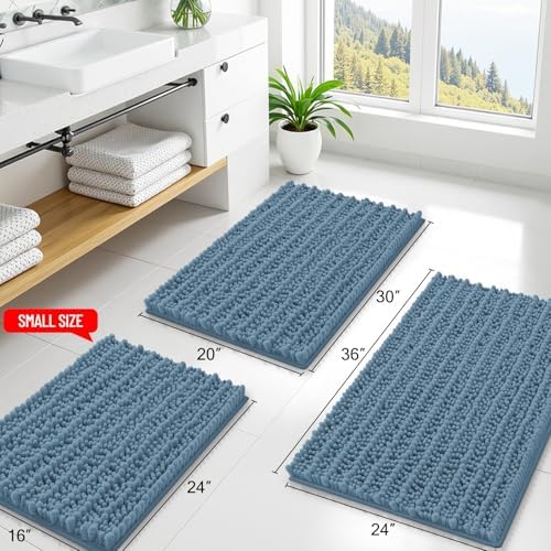 Smiry Bathroom Rugs 34X21, Extra Soft Rubber Backing Chenille Bath Mats - Image 2