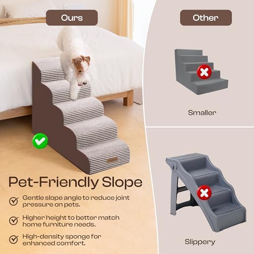 Miorun Dog Stairs for High Beds, 24.5" Foam Pet Ramp Step for Small Dogs - Image 6