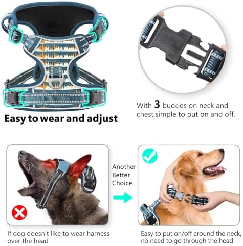 Timos Dog Harness Medium Sized, Quick Release 3 Buckles, Sunset Valley - Image 3