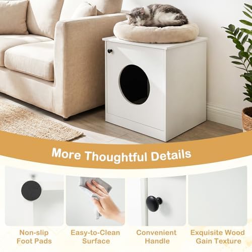 Tangkula White Cat Litter Box Enclosure - Image 6