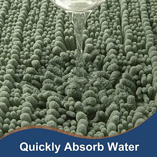 Luxury Chenille Sage Green Bathroom Rugs Sets 2 Piece, Thickened Hot Melt - Image 4